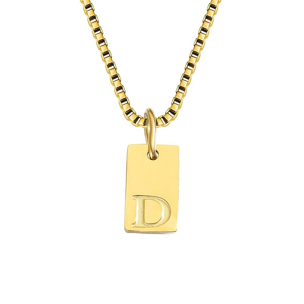 14K Gold Initial Pendant Necklace, Stainless Steel