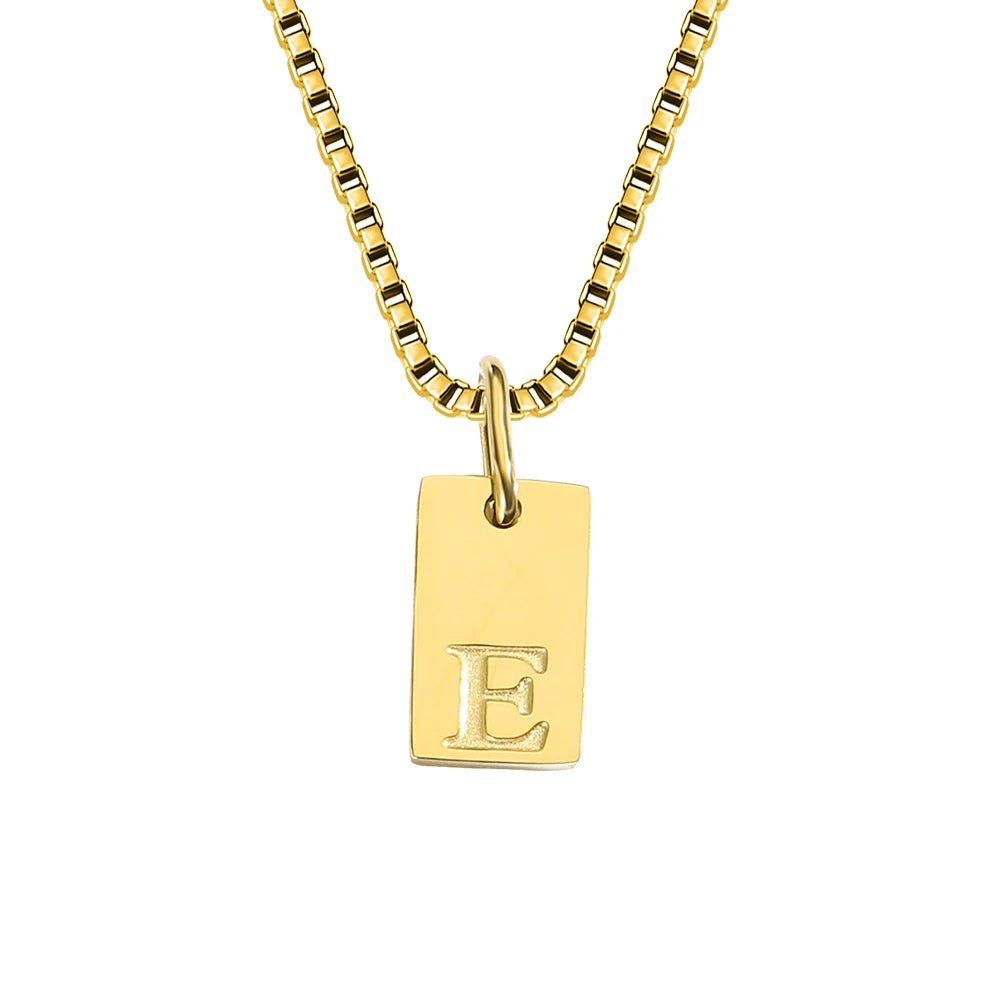 14K Gold Initial Pendant Necklace, Stainless Steel