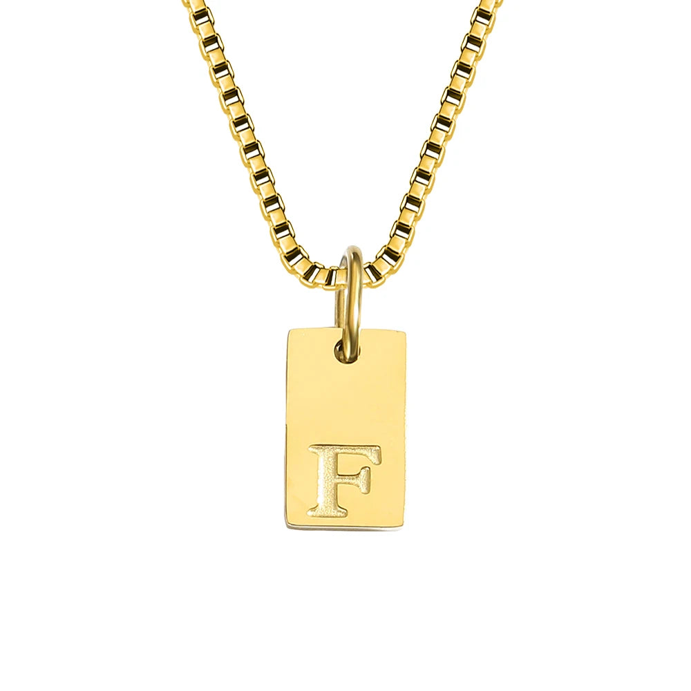14K Gold Initial Pendant Necklace, Stainless Steel