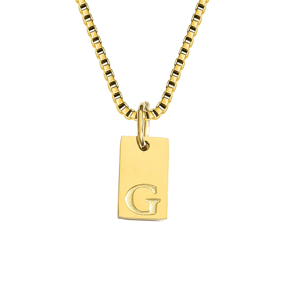 14K Gold Initial Pendant Necklace, Stainless Steel