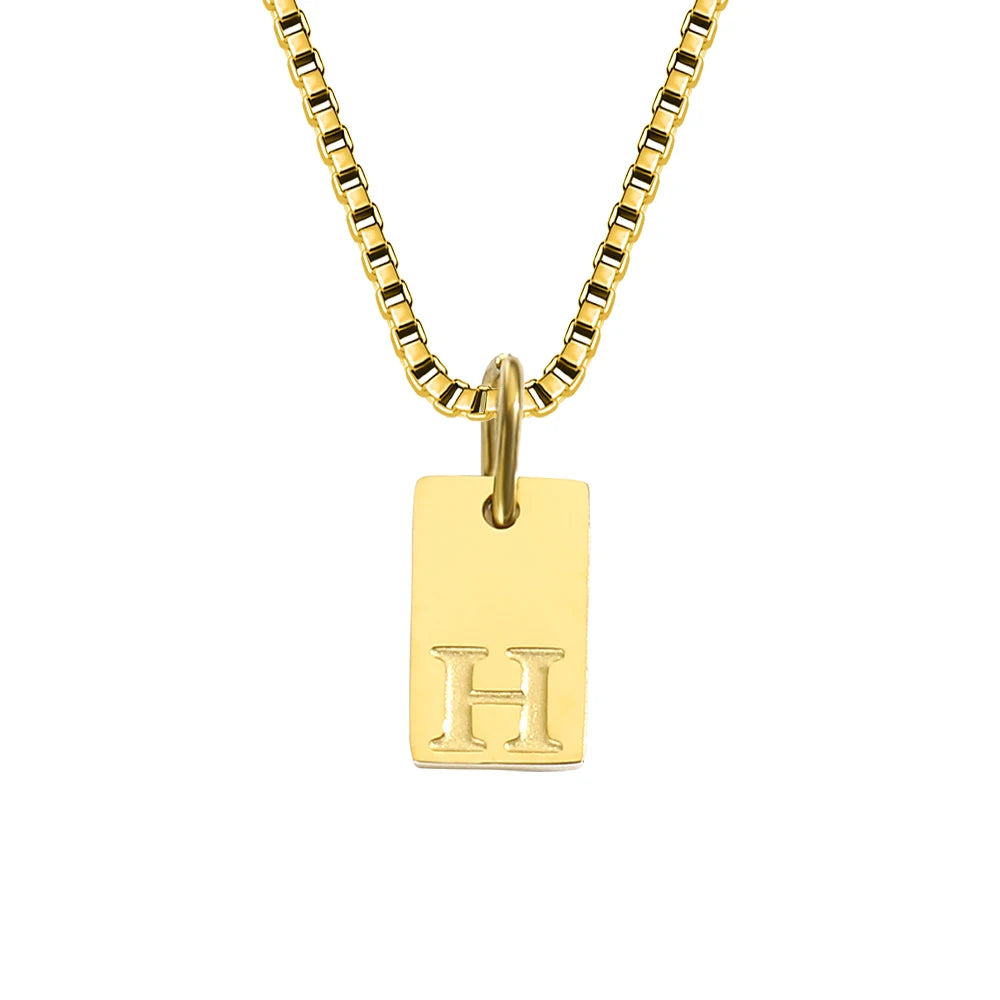 14K Gold Initial Pendant Necklace, Stainless Steel