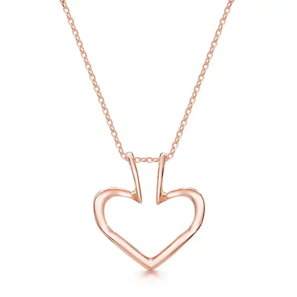 925 sterling silver adjustable ring holder necklace with heart-shaped pendant