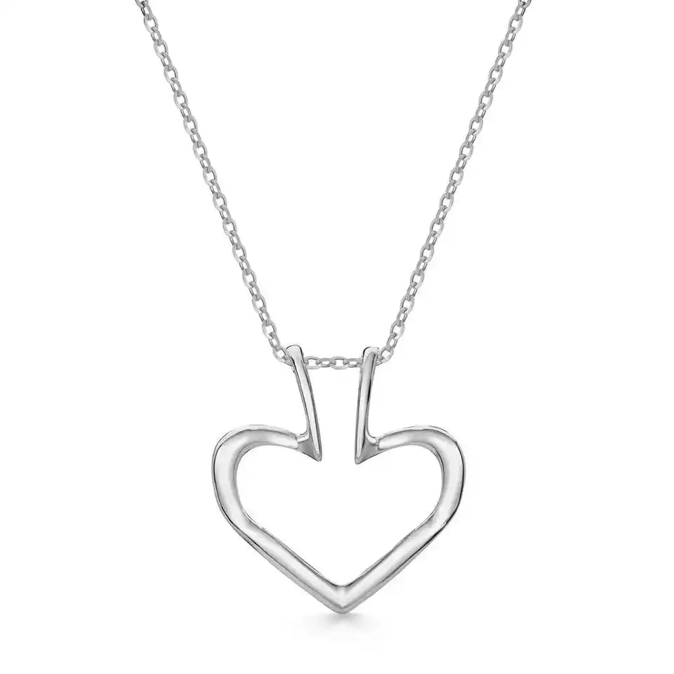 925 sterling silver adjustable ring holder necklace with heart-shaped pendant