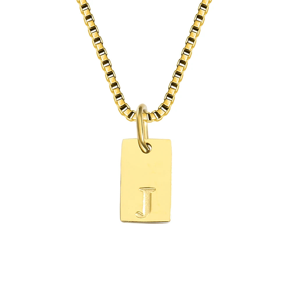 14K Gold Initial Pendant Necklace, Stainless Steel