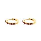14K Gold Plated Birthstone Hoop Earrings , Stainless Steel CZ Stone Circle Hoops