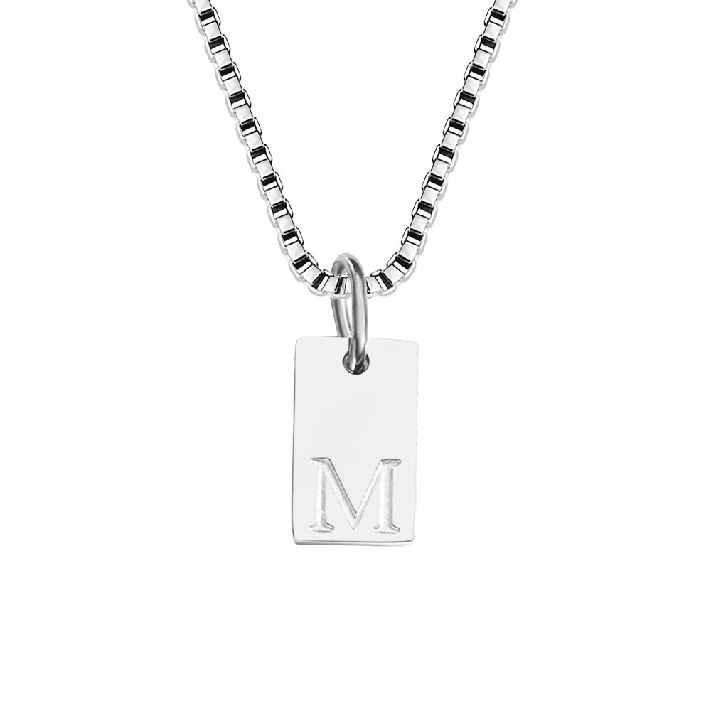 14K Gold Initial Pendant Necklace, Stainless Steel