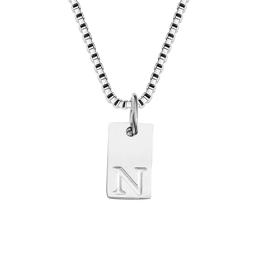 14K Gold Initial Pendant Necklace, Stainless Steel