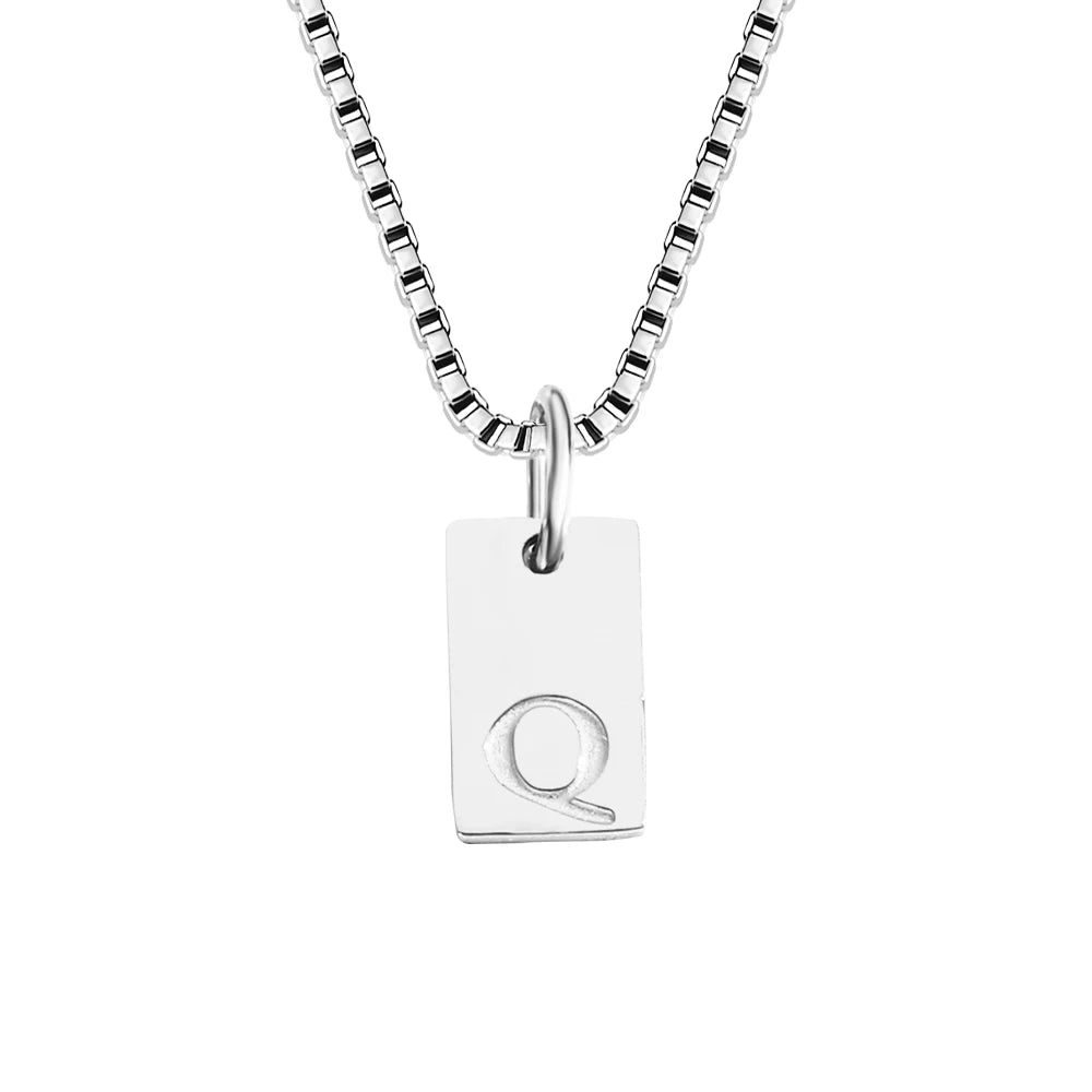 14K Gold Initial Pendant Necklace, Stainless Steel