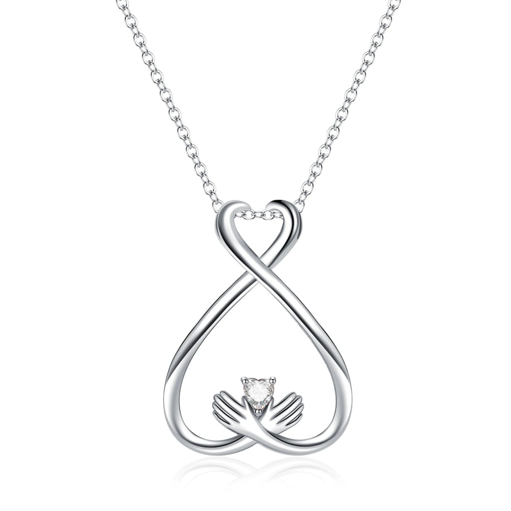 925 sterling silver adjustable ring holder necklace with heart-shaped pendant