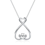 925 sterling silver adjustable ring holder necklace with heart-shaped pendant