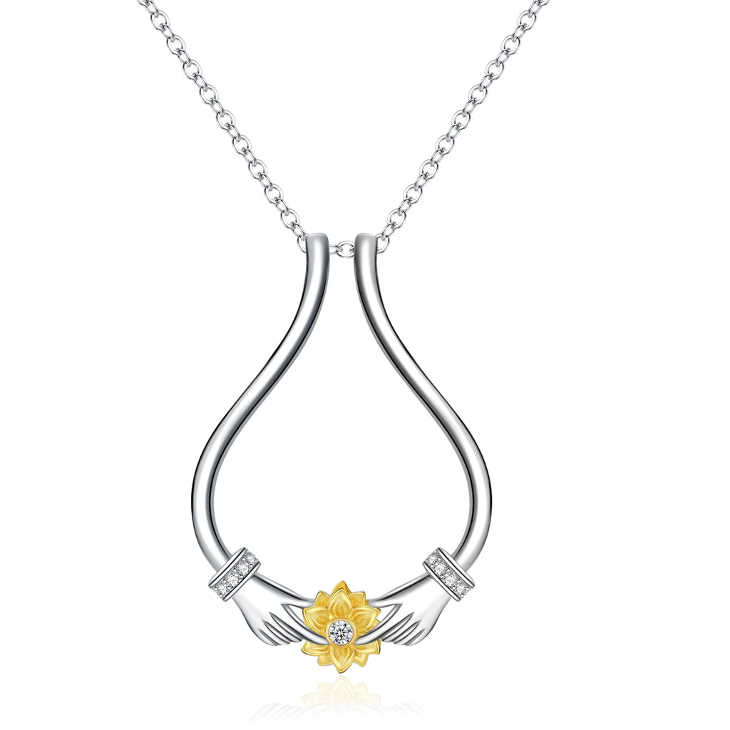 925 sterling silver adjustable ring holder necklace with heart-shaped pendant