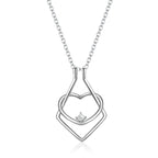925 sterling silver adjustable ring holder necklace with heart-shaped pendant