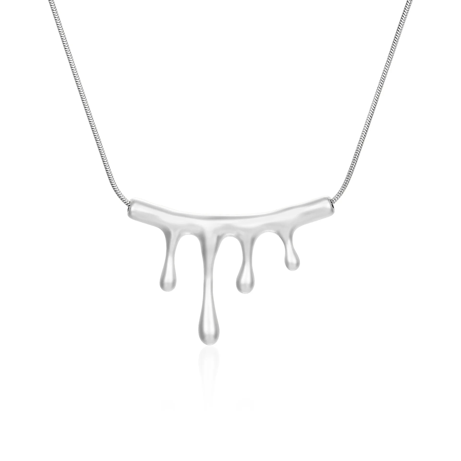 18K gold plated stainless steel lava drop pendant necklace with irregular geometric design and adjustable chain on white background