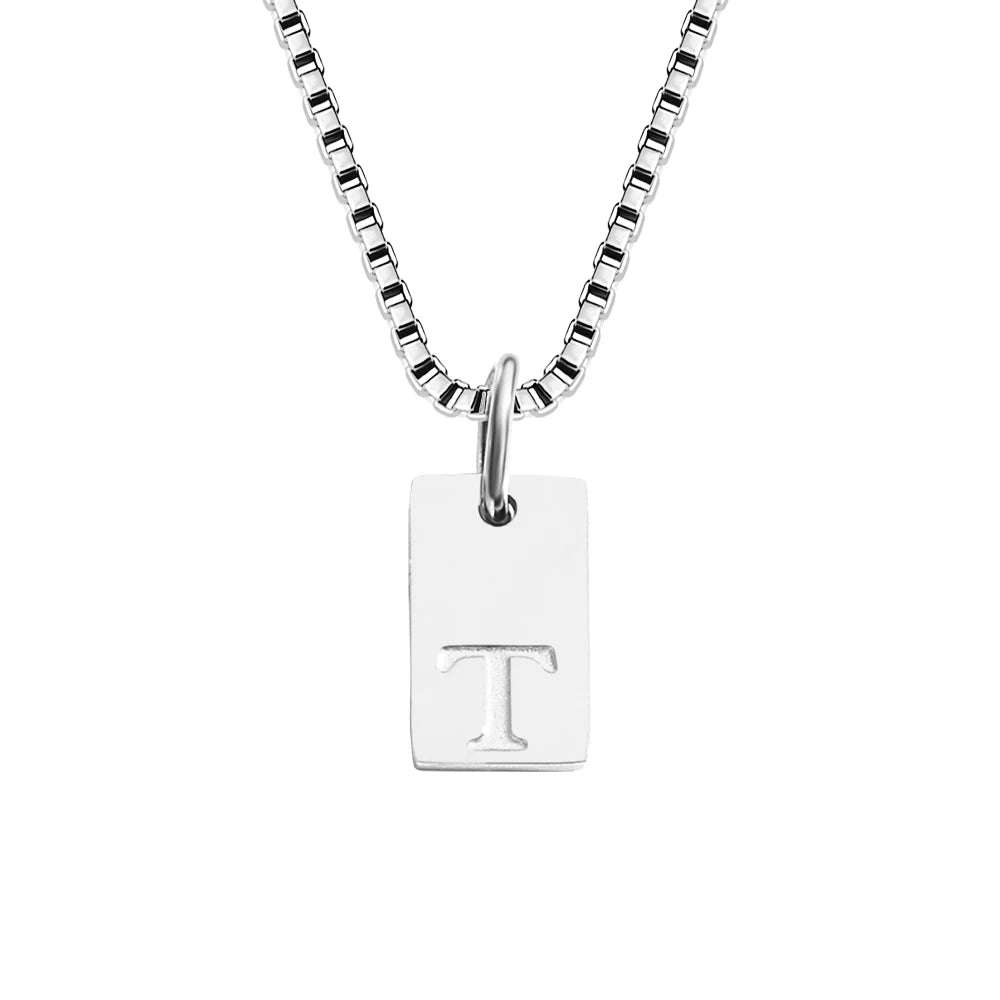 14K Gold Initial Pendant Necklace, Stainless Steel
