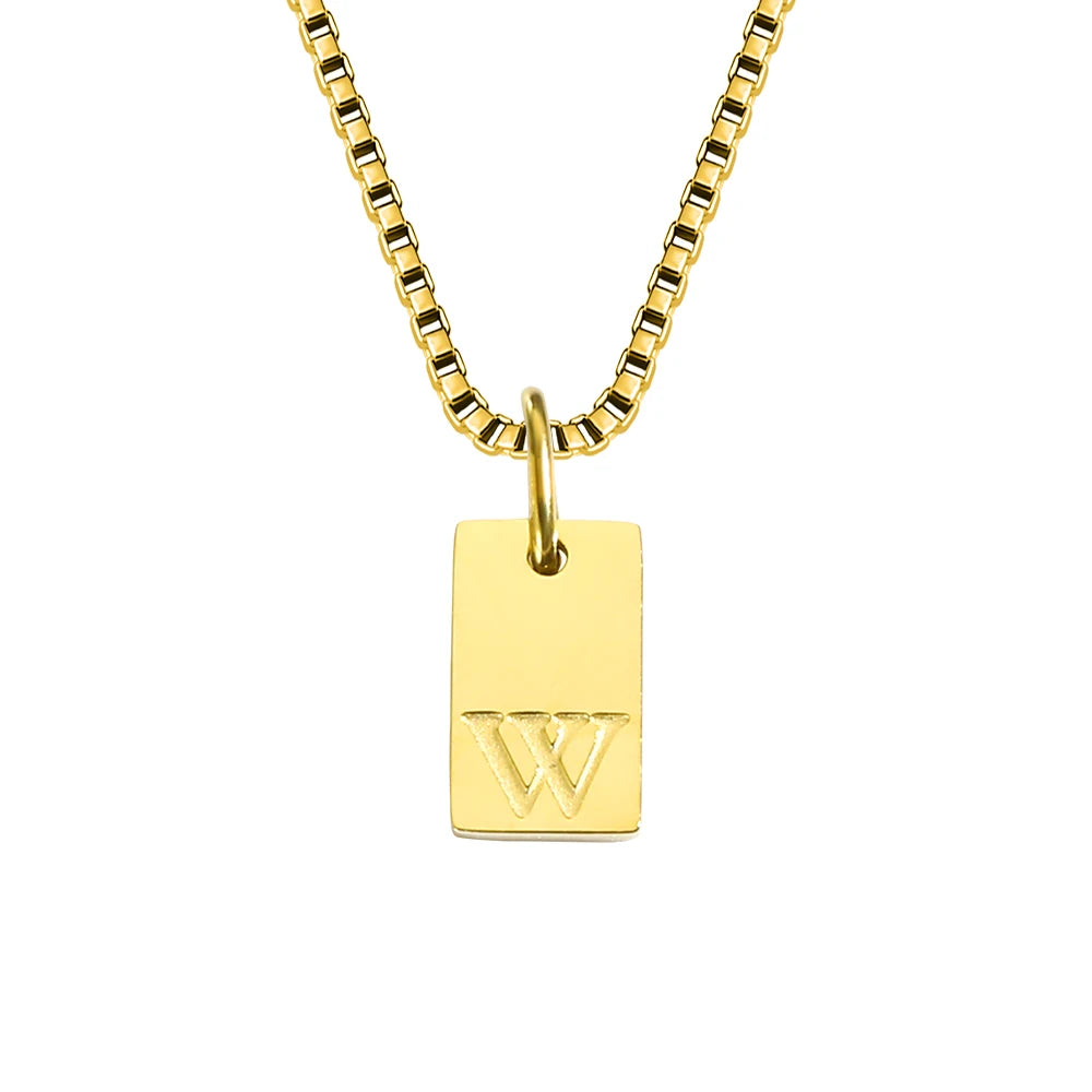 14K Gold Initial Pendant Necklace, Stainless Steel