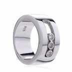 925 sterling silver wide band ring with clear zircon stones, move stone design, channel setting, silver ring