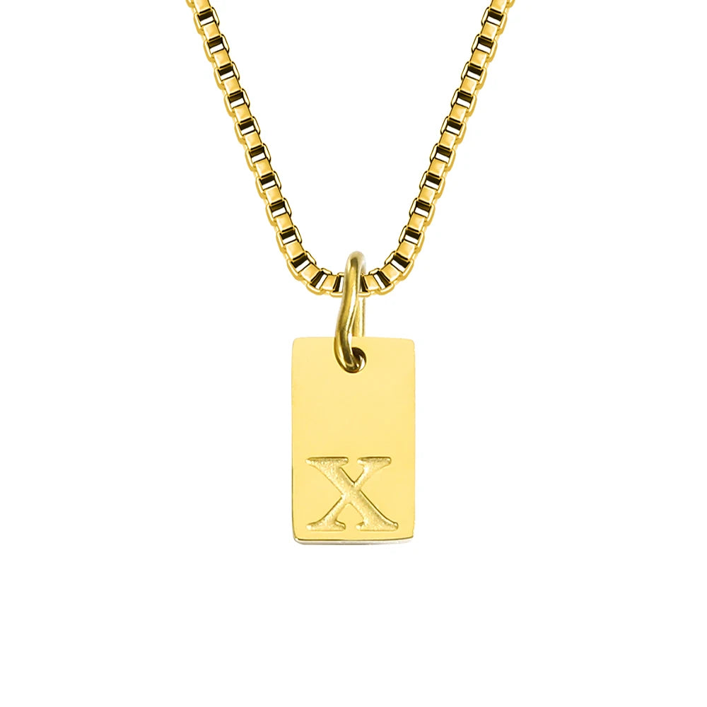 14K Gold Initial Pendant Necklace, Stainless Steel