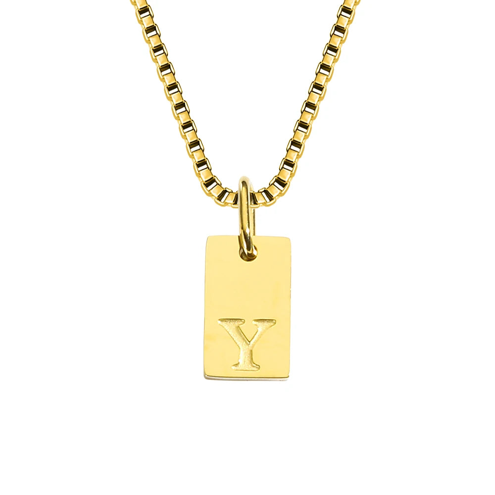 14K Gold Initial Pendant Necklace, Stainless Steel